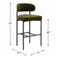 PREMIUM OLIVE GREEN VELVET COUNTER CHAIR WITH BLACK METAL FRAME