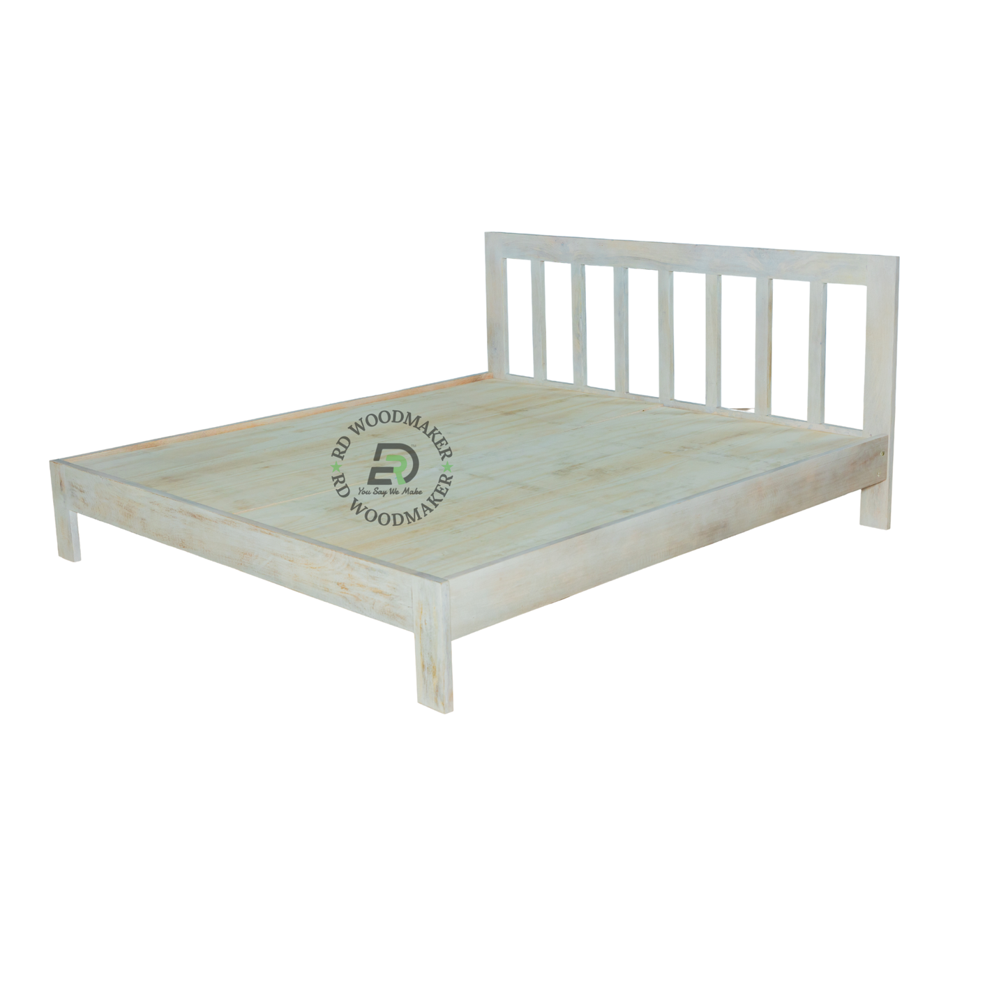 MODERN SLATTED SOLID WOOD BED
