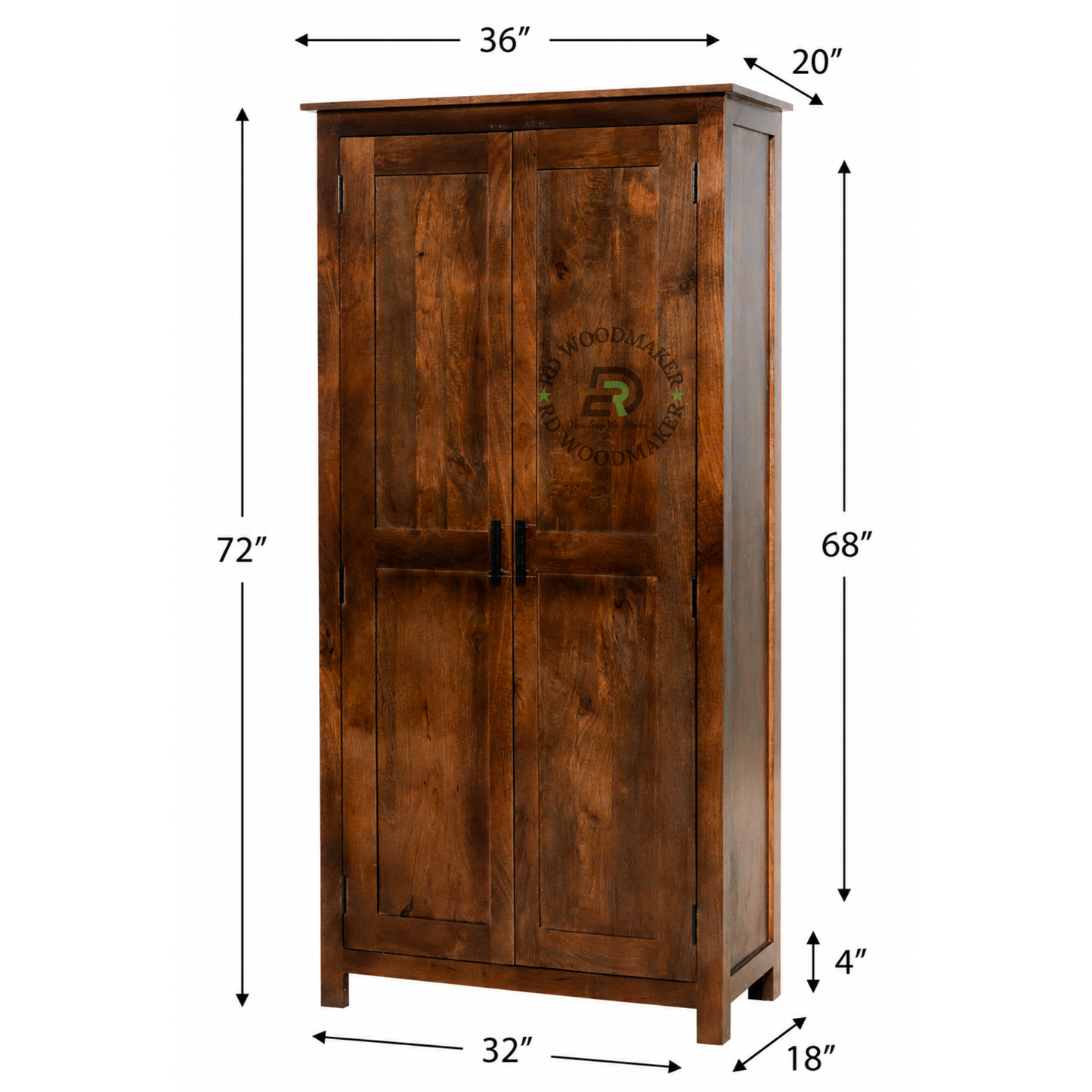 HERITAGE SOLID WOOD 2 DOOR WARDROBE IN WALNUT FINISH