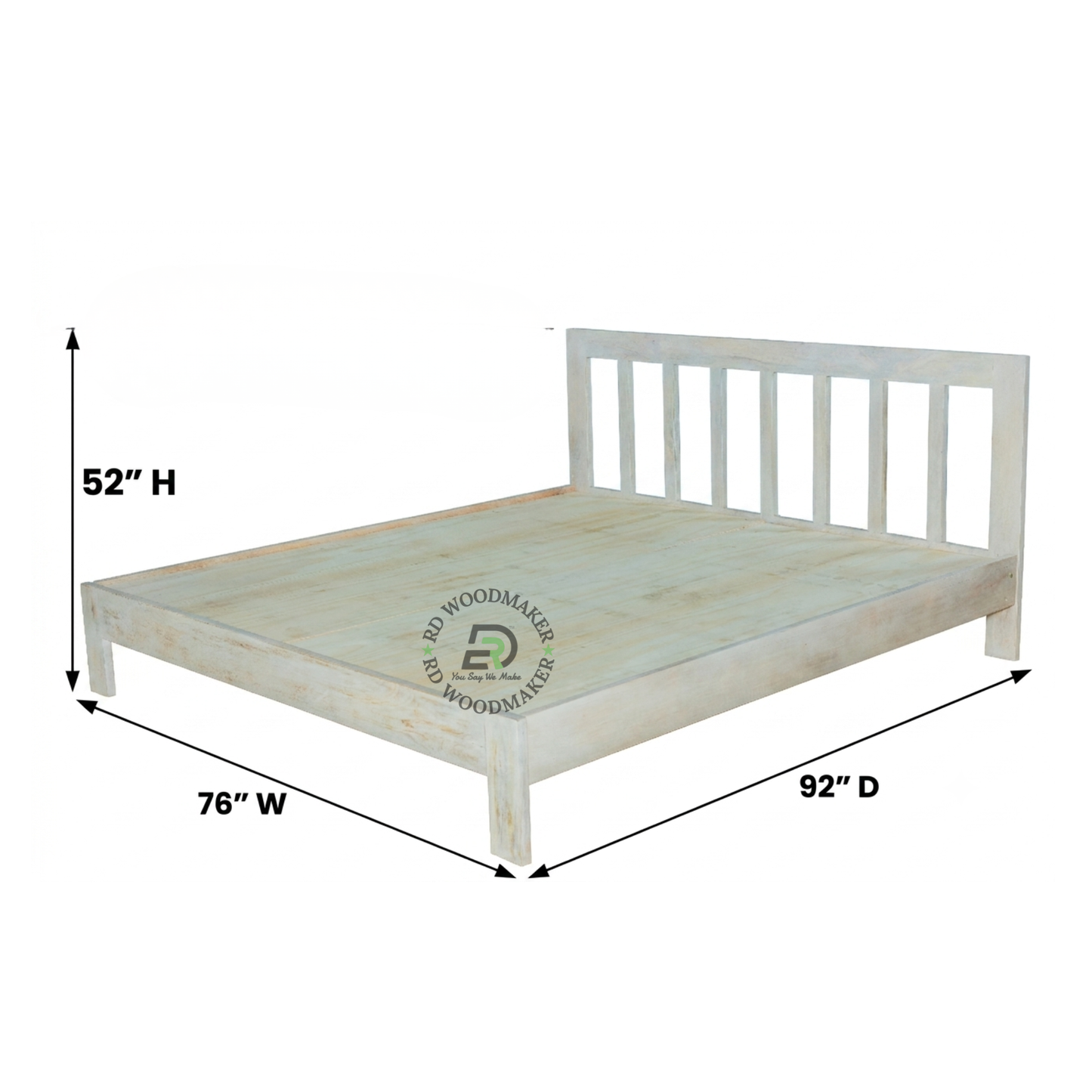MODERN SLATTED SOLID WOOD BED