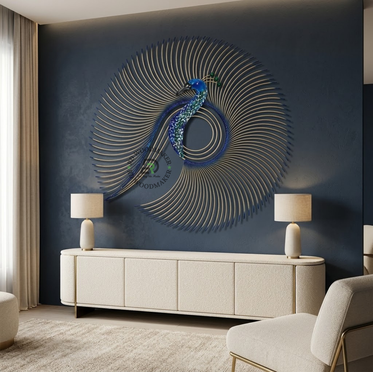 ROYAL PEACOCK METALLIC WALL ART