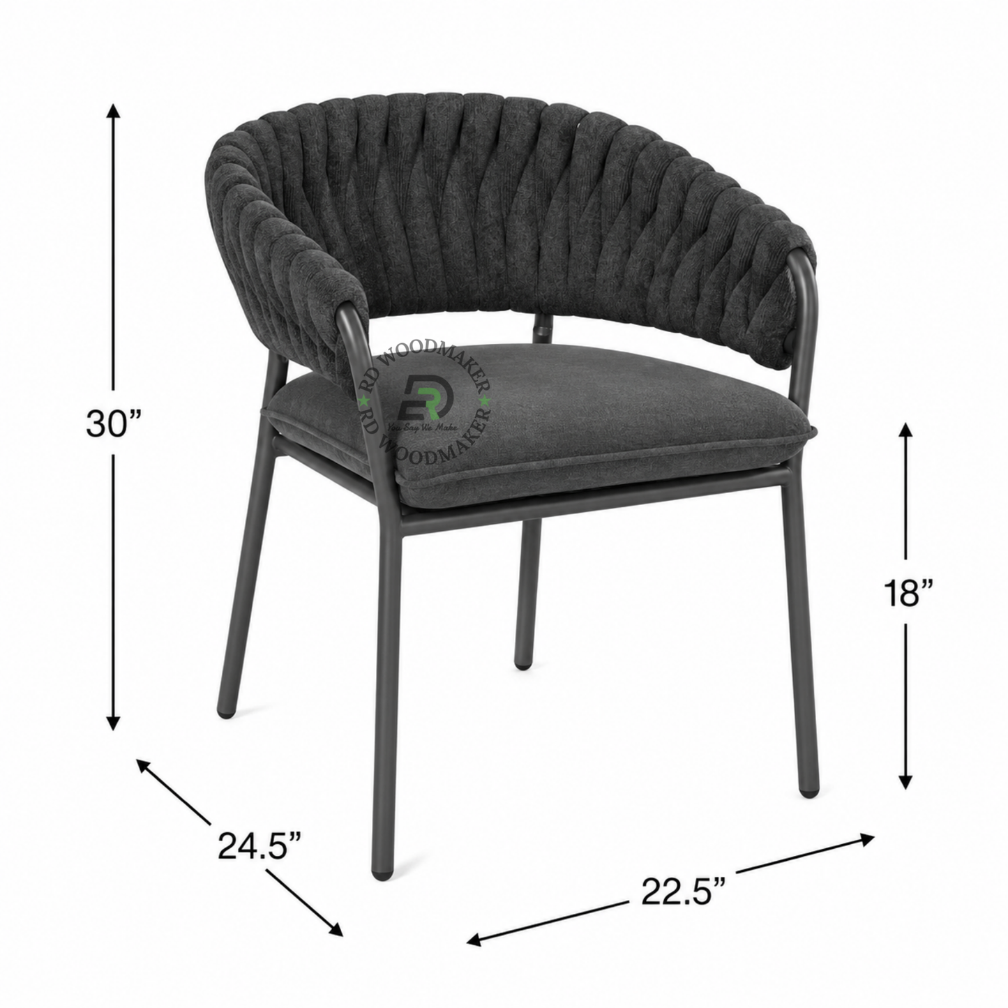 PREMIUM CHARCOAL ROPE WRAPPED ARMCHAIR WITH CUSHIONED SEAT