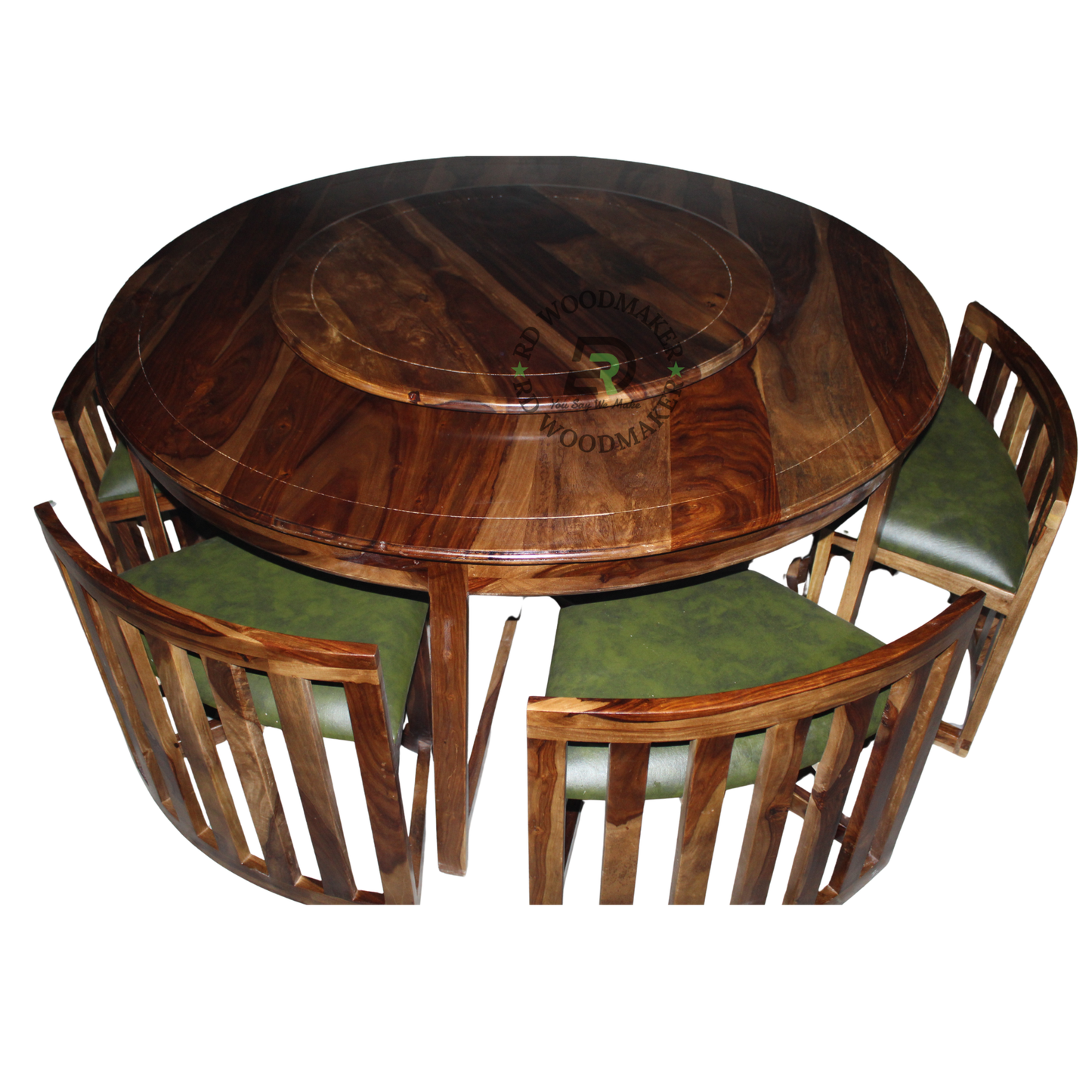 ROUND NESTING WOODEN DINING SET WITH LAZY SUSAN