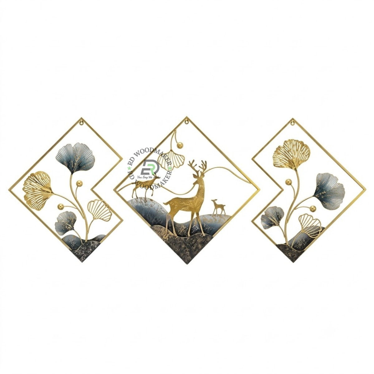 FOREST GINKGO DEER WALL ART SET