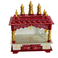 PREMIUM SMALL IVORY & RED WOODEN HOME TEMPLE WITH OPEN SHRINE & DOUBLE DRAWERS