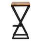 PREMIUM GEOMETRIC BLACK METAL BAR STOOL WITH SQUARE WOODEN SEAT