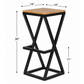 PREMIUM GEOMETRIC BLACK METAL BAR STOOL WITH SQUARE WOODEN SEAT