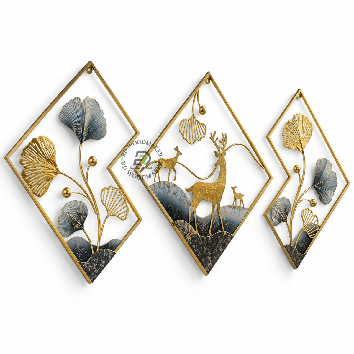 FOREST GINKGO DEER WALL ART SET
