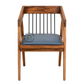 PREMIUM SOLID WOOD ARMCHAIR WITH METAL SPINDLE BACK & GREY CUSHION