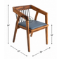 PREMIUM SOLID WOOD ARMCHAIR WITH METAL SPINDLE BACK & GREY CUSHION
