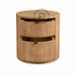 MODERN ROUND SOLID WOOD BEDSIDE TABLE WITH DRAWER STORAGE