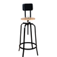 PREMIUM INDUSTRIAL ADJUSTABLE WOODEN BAR STOOL WITH BACKREST