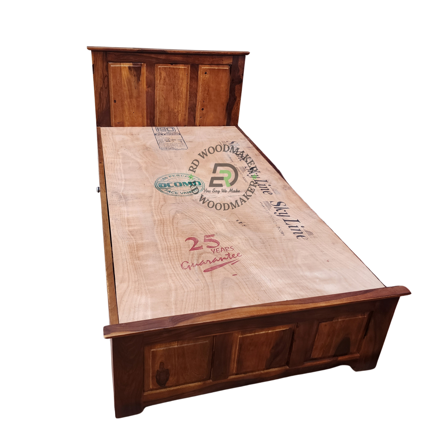 PREMIUM SINGLE WOODEN STORAGE BED WITH SIDE DRAWERS