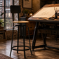 PREMIUM INDUSTRIAL ADJUSTABLE WOODEN BAR STOOL WITH BACKREST