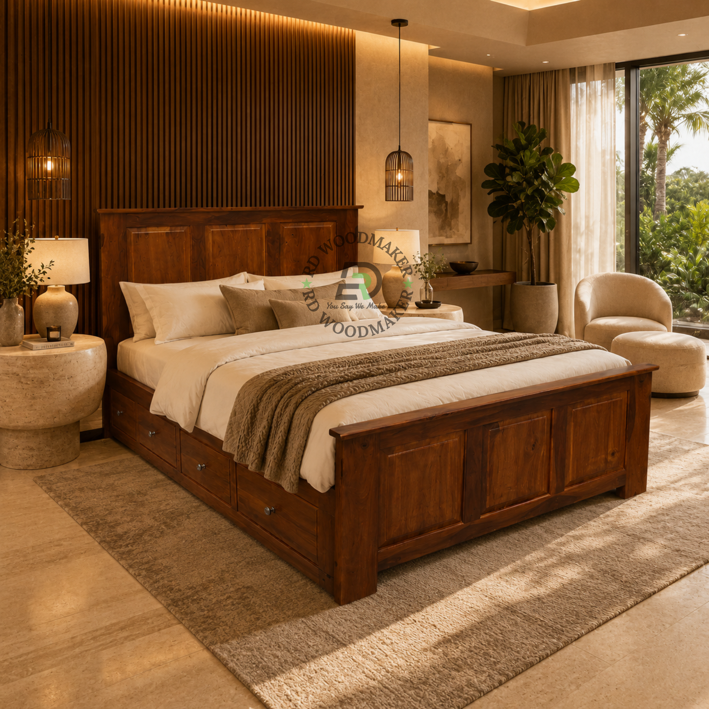 PREMIUM SINGLE WOODEN STORAGE BED WITH SIDE DRAWERS
