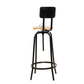 PREMIUM INDUSTRIAL ADJUSTABLE WOODEN BAR STOOL WITH BACKREST