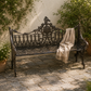 ROYAL PEACOCK FLORAL CAST METAL GARDEN BENCH IN ANTIQUE COPPER FINISH
