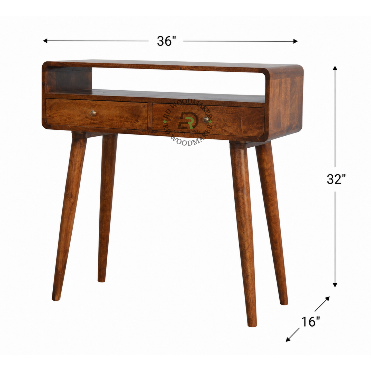 CURVED SOLID WOOD CONSOLE TABLE WITH DUAL DRAWERS