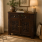 HANDCARVED FLORAL WOODEN STORAGE CABINET