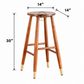 ORION ROUND SOLID WOOD BAR STOOL WITH BRASS ACCENTS