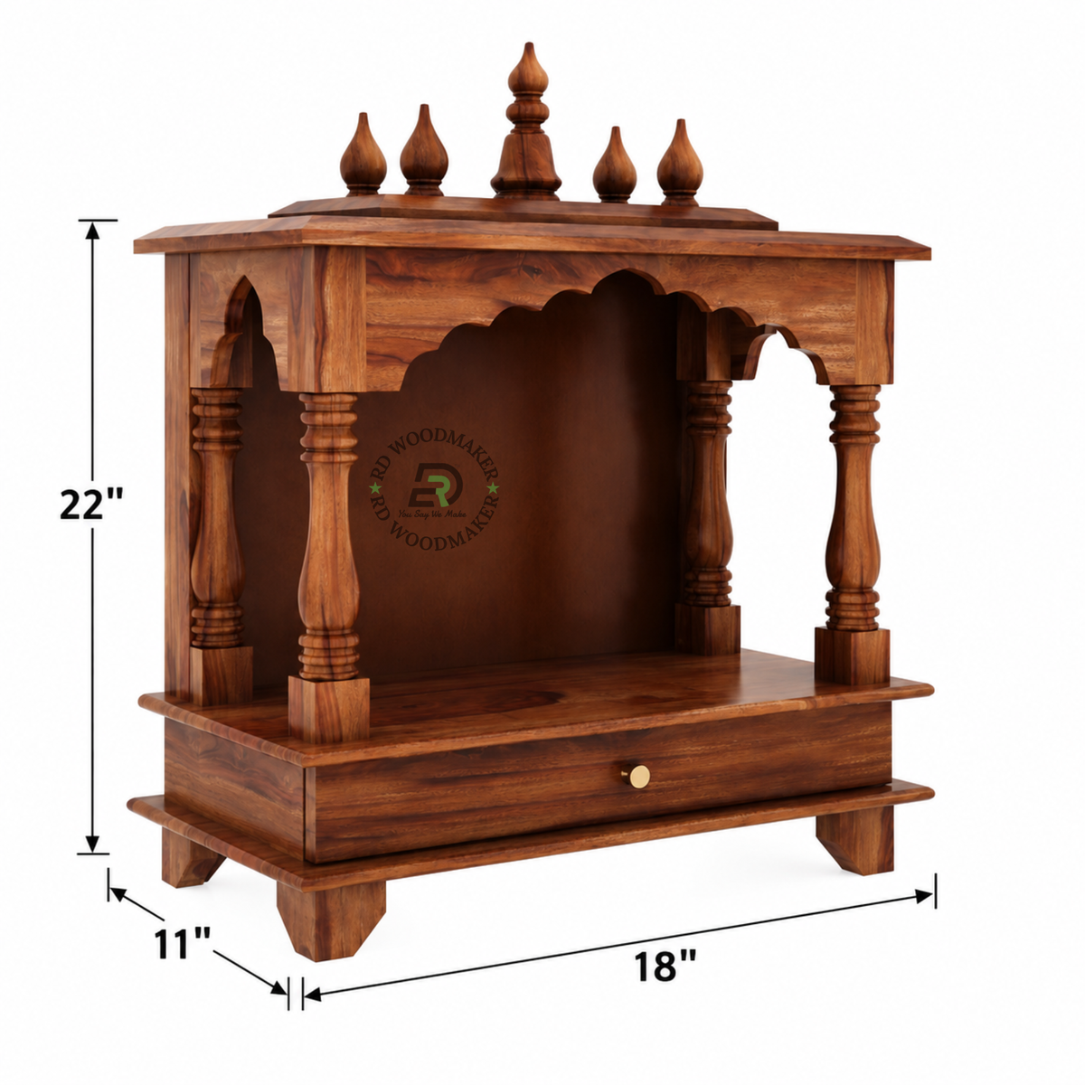 CLASSIC CARVED WOODEN POOJA MANDIR