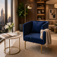 BLUE VELVET METAL LEG ACCENT CHAIR