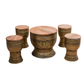 INDUSTRIAL METAL & SOLID WOOD COFFEE TABLE SET WITH STOOLS