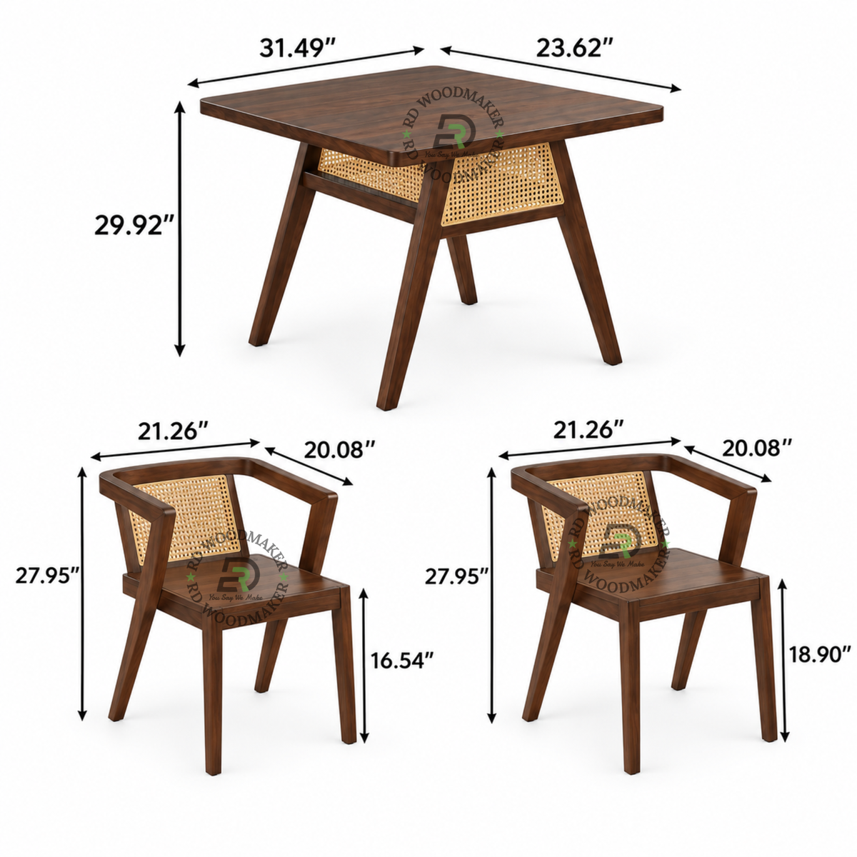 NOIR CANE FRAME DINING TABLE & CHAIR SET