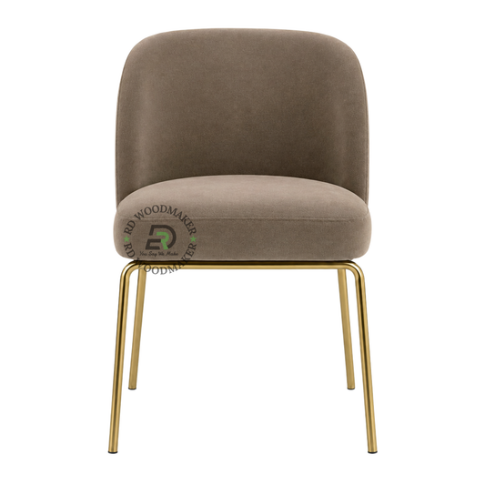 PREMIUM TAUPE UPHOLSTERED DINING CHAIR WITH GOLD METAL LEGS