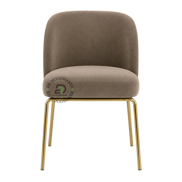 PREMIUM TAUPE UPHOLSTERED DINING CHAIR WITH GOLD METAL LEGS