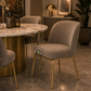 PREMIUM TAUPE UPHOLSTERED DINING CHAIR WITH GOLD METAL LEGS