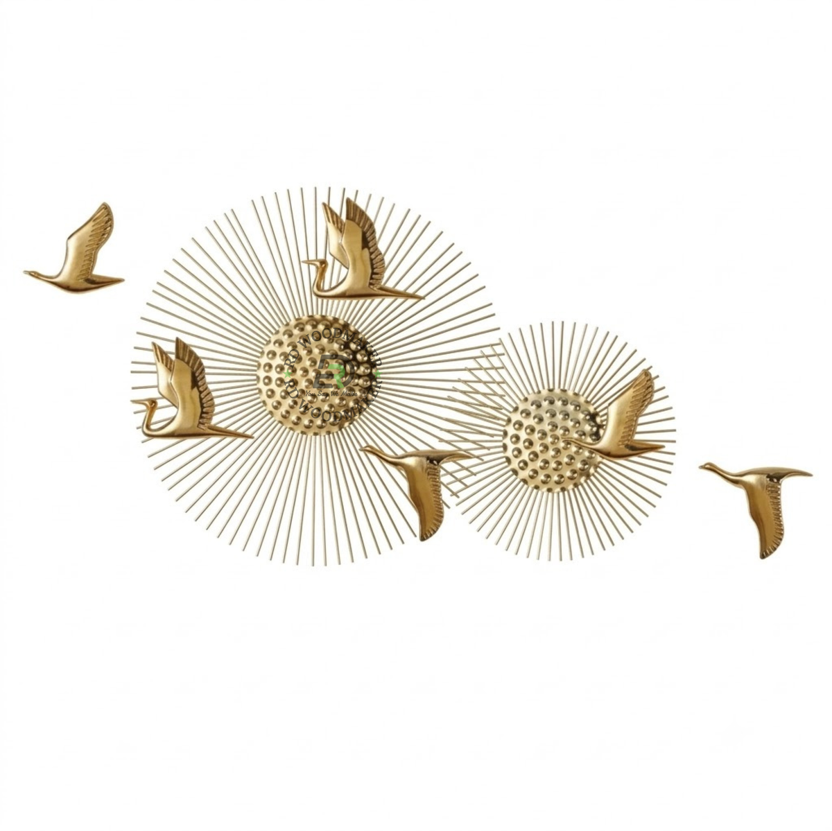 SERENITY GOLDEN CRANE SUNBURST WALL ART
