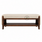 VELORA UPHOLSTERED SOLID WOOD BENCH WITH OPEN STORAGE SHELF