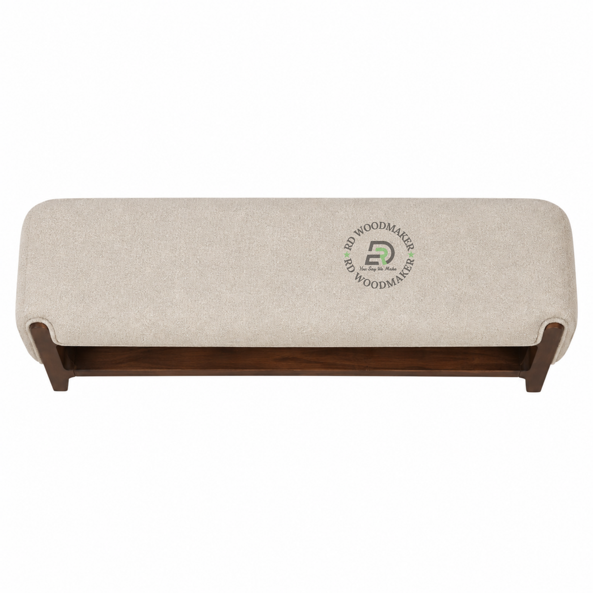 VELORA UPHOLSTERED SOLID WOOD BENCH WITH OPEN STORAGE SHELF