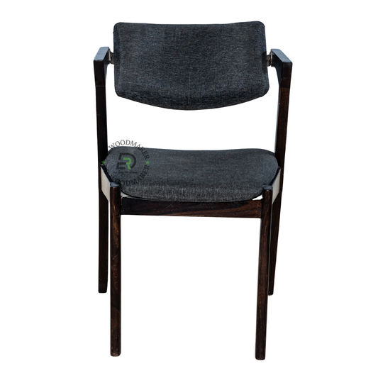 PREMIUM DARK WOOD ARMCHAIR WITH CHARCOAL UPHOLSTERED SEAT & BACKREST