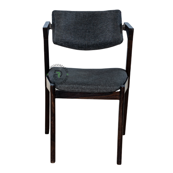 PREMIUM DARK WOOD ARMCHAIR WITH CHARCOAL UPHOLSTERED SEAT & BACKREST