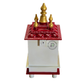 PREMIUM COMPACT HAND-PAINTED IVORY & RED WOODEN HOME TEMPLE WITH OPEN SHRINE & STORAGE DRAWER