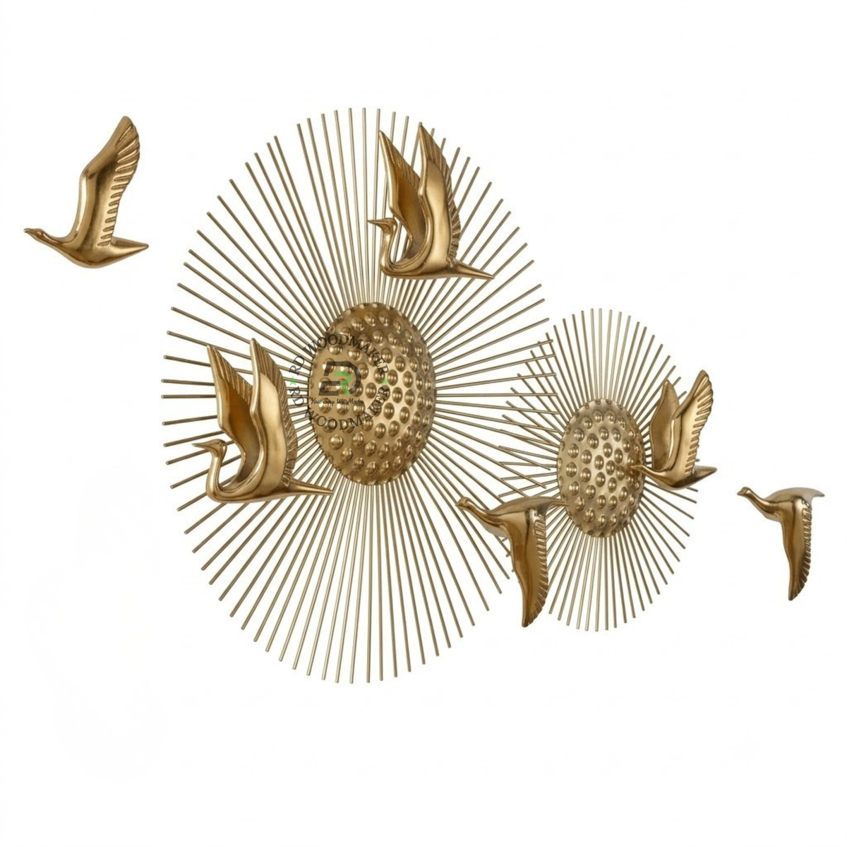 SERENITY GOLDEN CRANE SUNBURST WALL ART