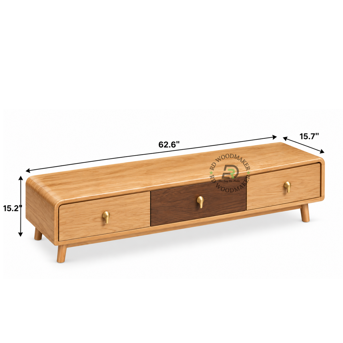 ALORA ROUNDED THREE-DRAWER SOLID WOOD TV UNIT