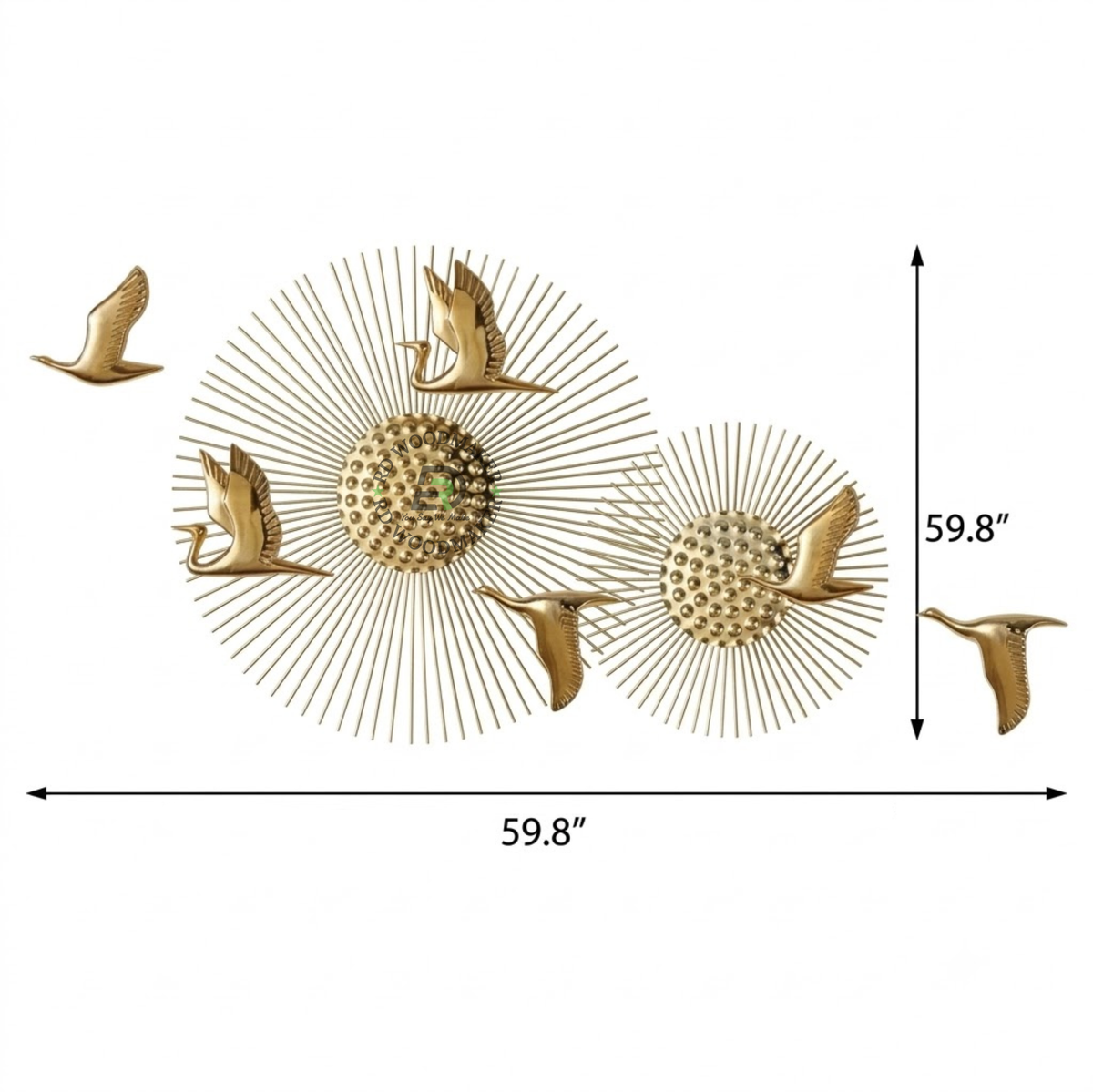 SERENITY GOLDEN CRANE SUNBURST WALL ART