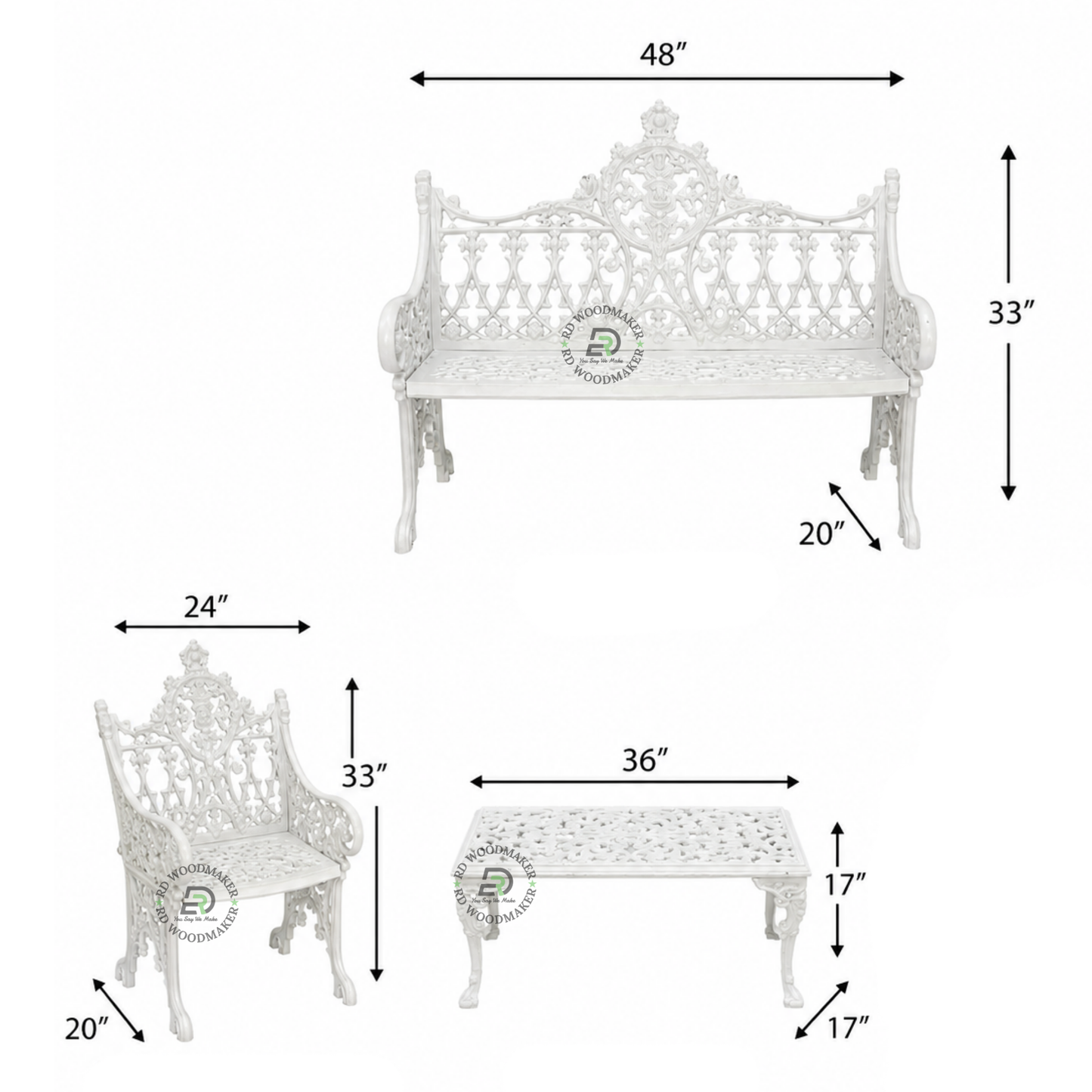 IVORY HERITAGE METAL GARDEN SEATING SET
