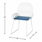 PREMIUM WHITE WIRE FRAME ARMCHAIR WITH BLUE CUSHION