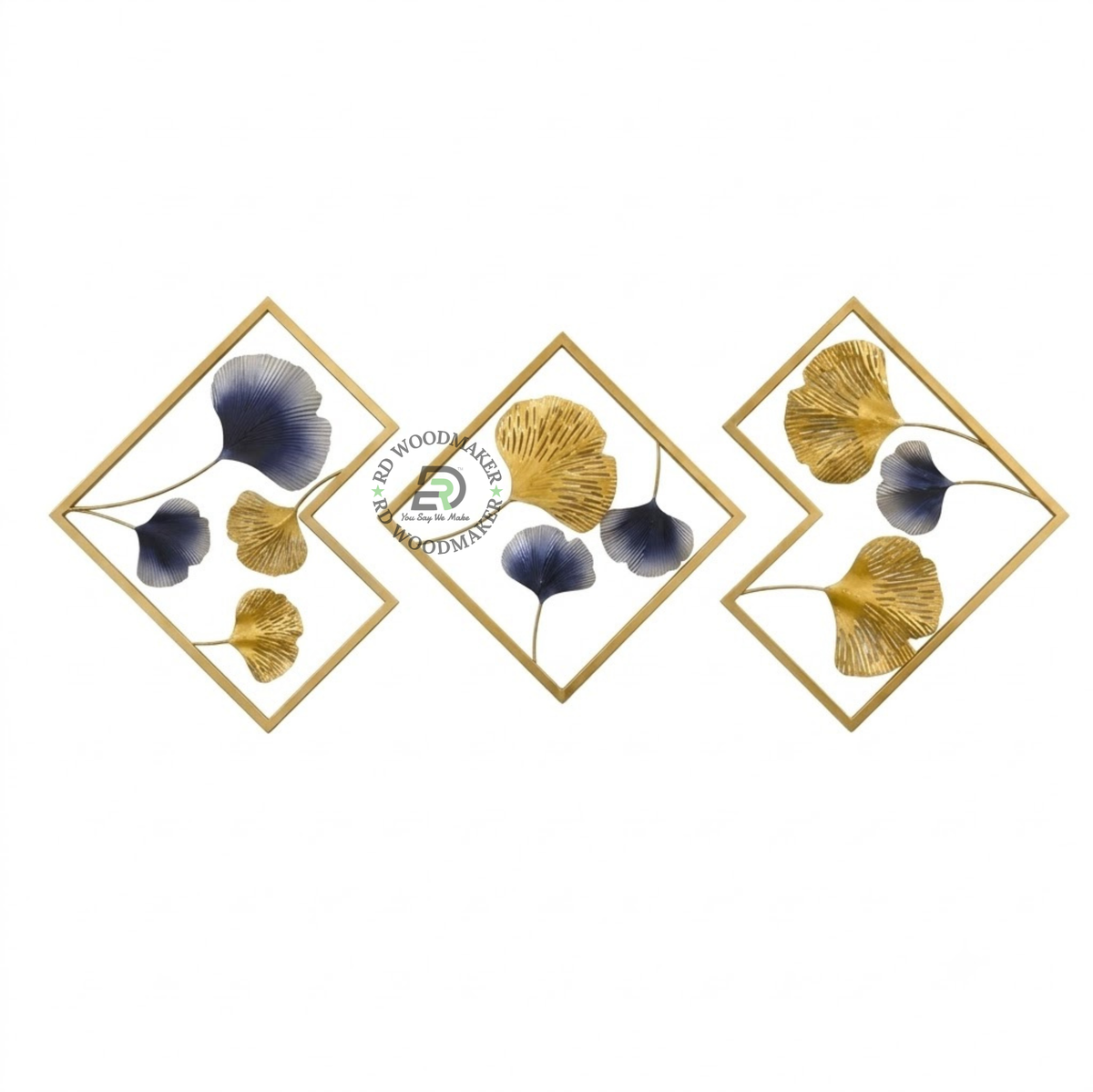 GINKGO BLOOM GOLD & BLUE WALL ART SET