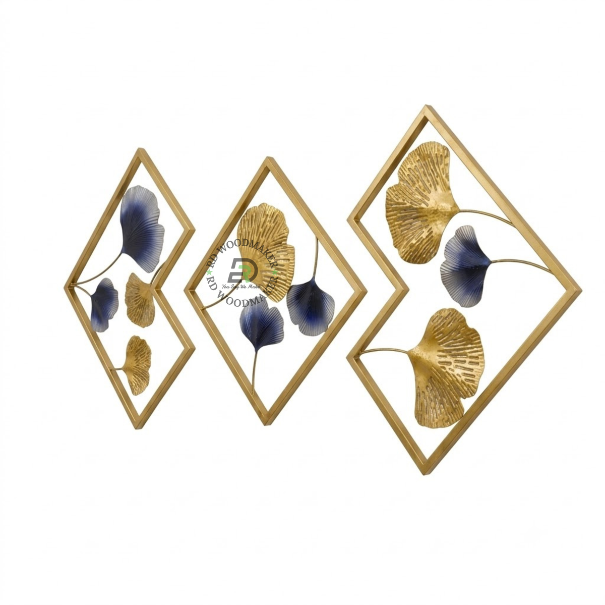 GINKGO BLOOM GOLD & BLUE WALL ART SET