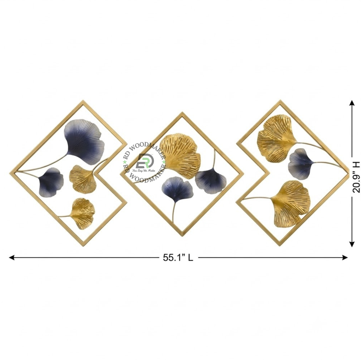 GINKGO BLOOM GOLD & BLUE WALL ART SET