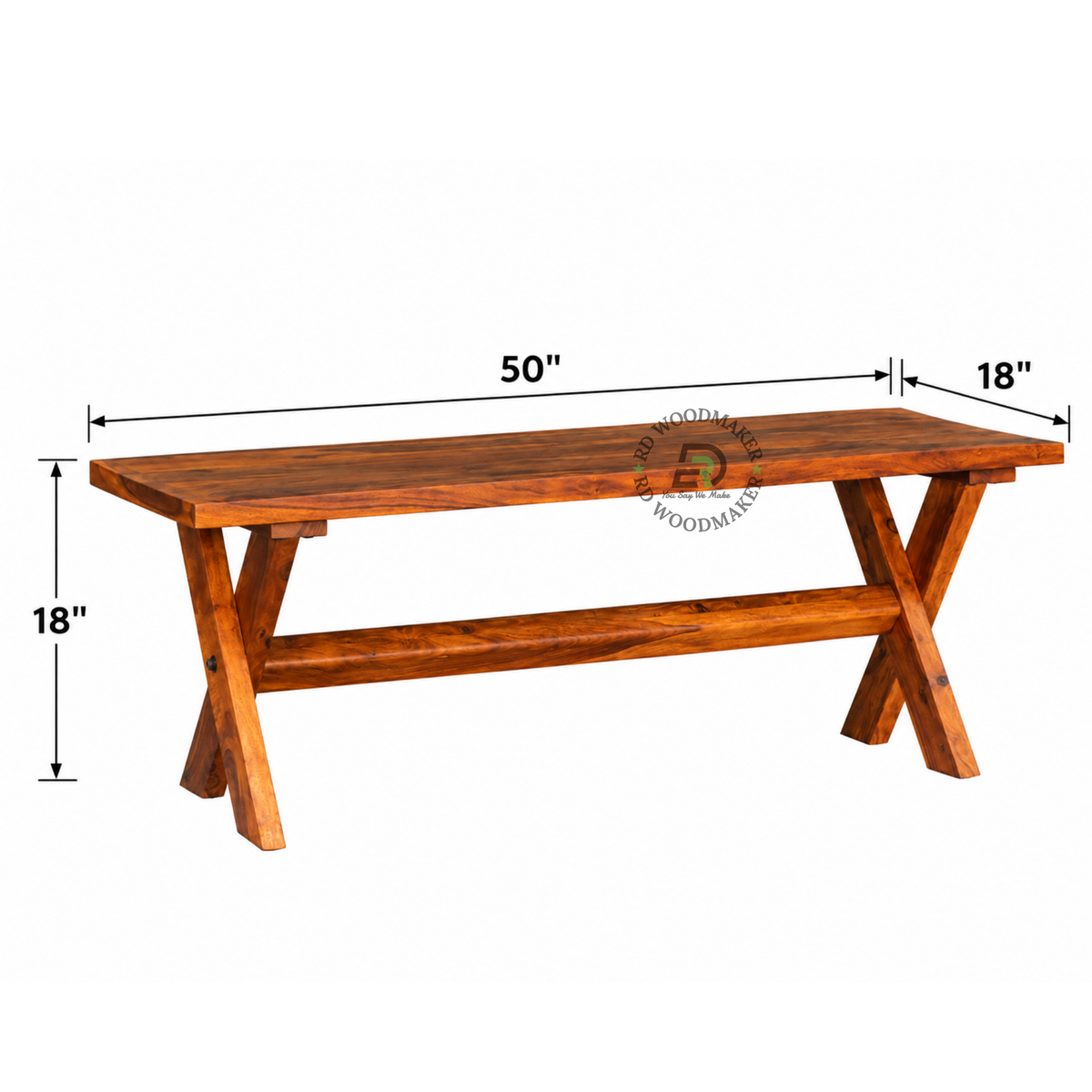 RUSTEN X-FRAME SOLID WOOD DINING BENCH
