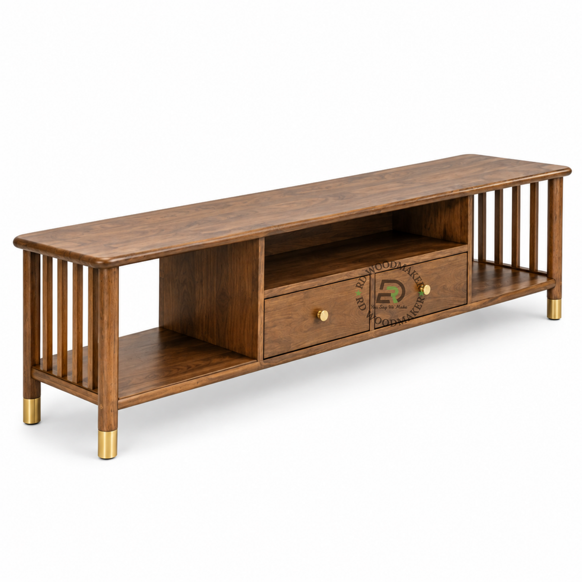 SEREN EXTRA-WIDE SLATTED SOLID WOOD TV UNIT