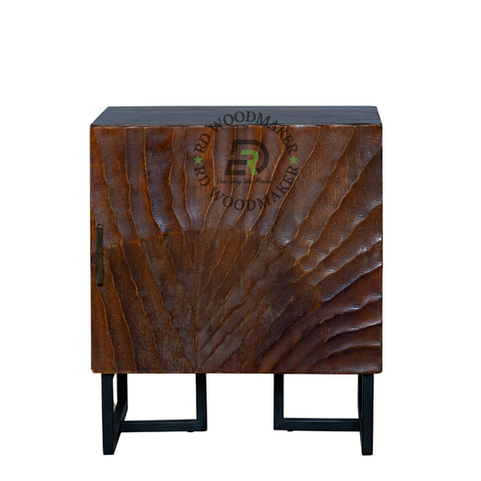 MODERN HANDCARVED SOLID WOOD BEDSIDE TABLE