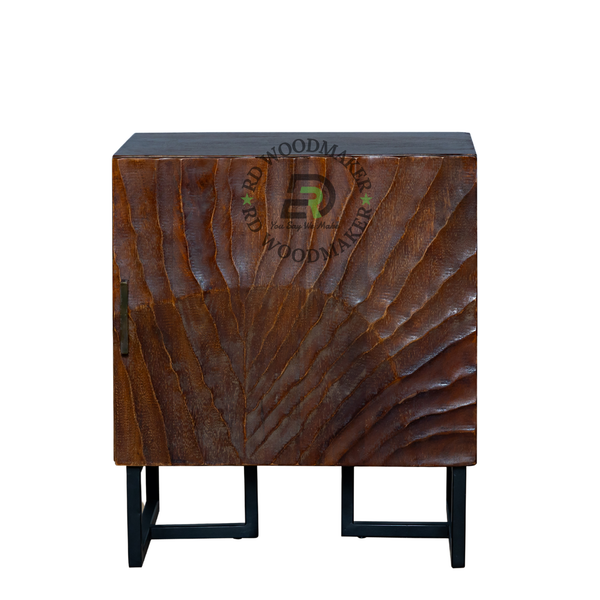MODERN HANDCARVED SOLID WOOD BEDSIDE TABLE