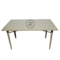 MODERN RECTANGULAR BEIGE METAL DINING TABLE WITH TAPERED LEGS